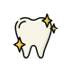 Clean white teeth icon with a sparkle.
